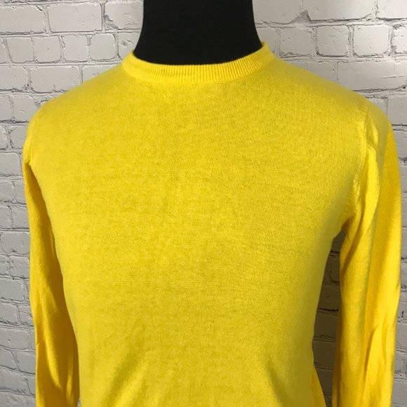 Cotton & Silk Since 1973 Bright Yellow Crewneck Thin Knit - Picture 2 of 5